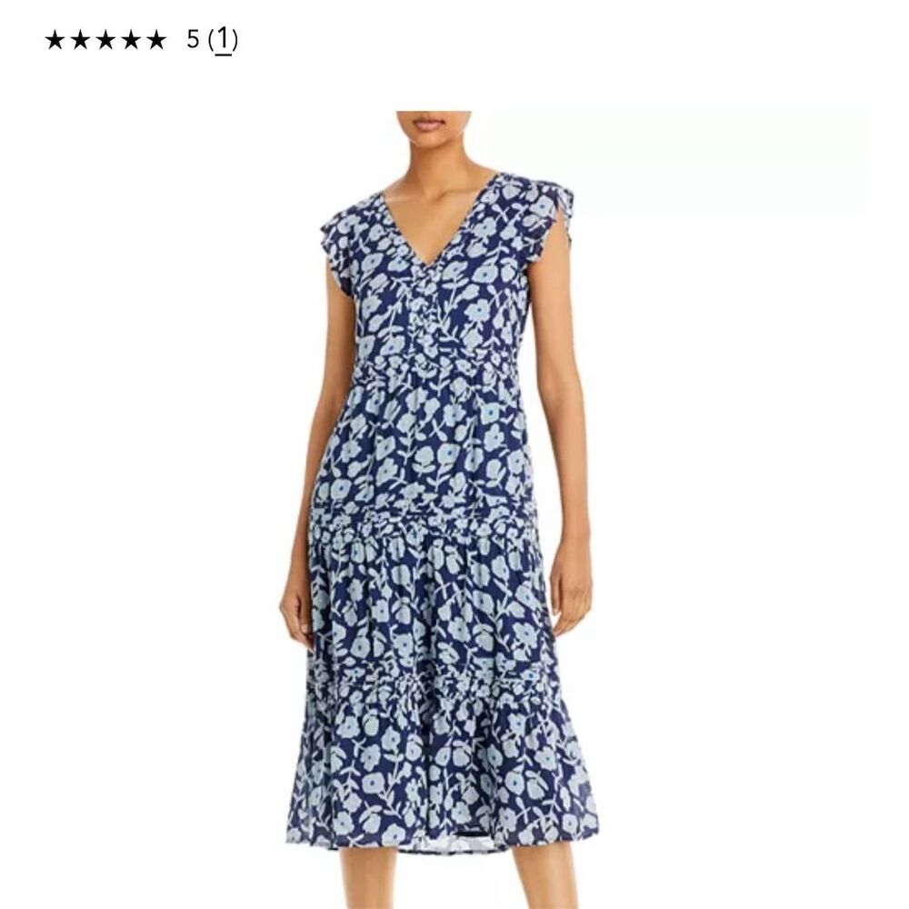 Vineyard Vines Blue and White Floral Midi Dress
